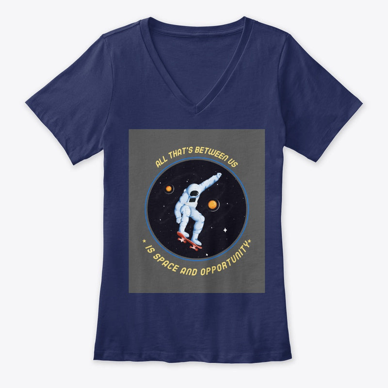 Spacehed/Skater Vibe--Worlds Collide Women's Premium V-Neck Tee